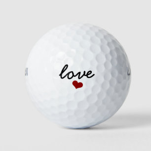 Pelotas De Golf Tipografía de amor corazón rojo