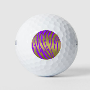 Pelotas De Golf Tiras de tigre de oro púrpura