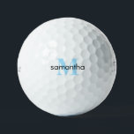 Pelotas De Golf Titular de Icy Blue Monogram Pro VI<br><div class="desc">Personalizado Golf Ball. Icy texto azul y negro. Inicial y Nombre. Regalo de mujer. Titleist Pro V1 Personaliza.</div>