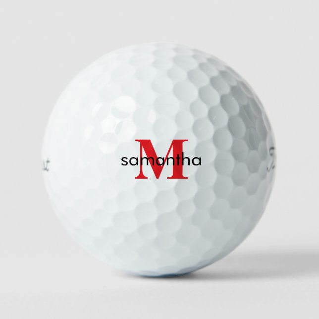 Pelotas De Golf Titular de Monograma Rojo Personalizado Pro VI (Anverso)