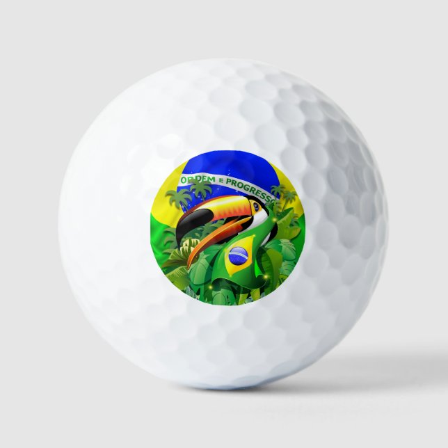 Pelotas De Golf Toco Toucan con bandera de Brasil (Anverso)