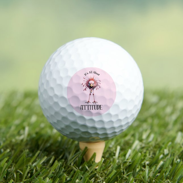 Pelotas De Golf Todo sobre Actitude Funny Flamingo (Camiseta in situ)