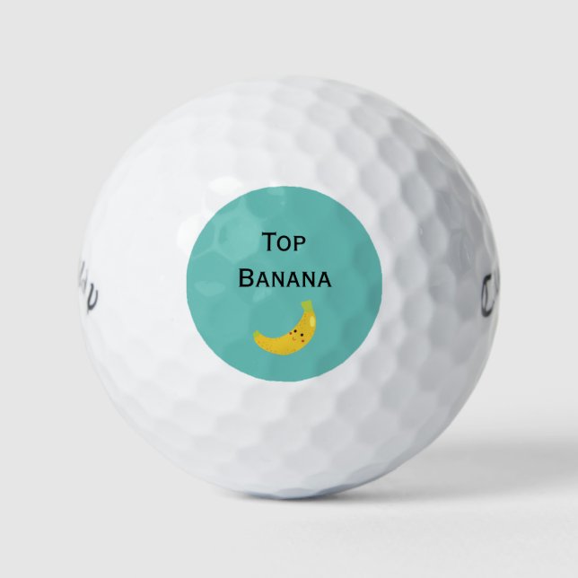 Pelotas De Golf Top Banana Smiling Emoji Custom Text (Anverso)