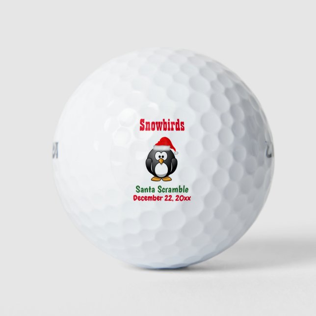 Pelotas De Golf Torneo Personalizado Cute Penguin, navidad (Anverso)