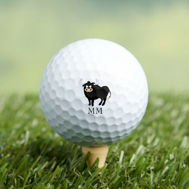 Pelotas De Golf Toro Negro Diseño Monogramado (Camiseta in situ)