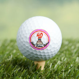 Pelotas De Golf Torta de cumpleaños en llamas con 40 velas