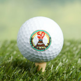 Pelotas De Golf Torta de cumpleaños en llamas con 50 velas