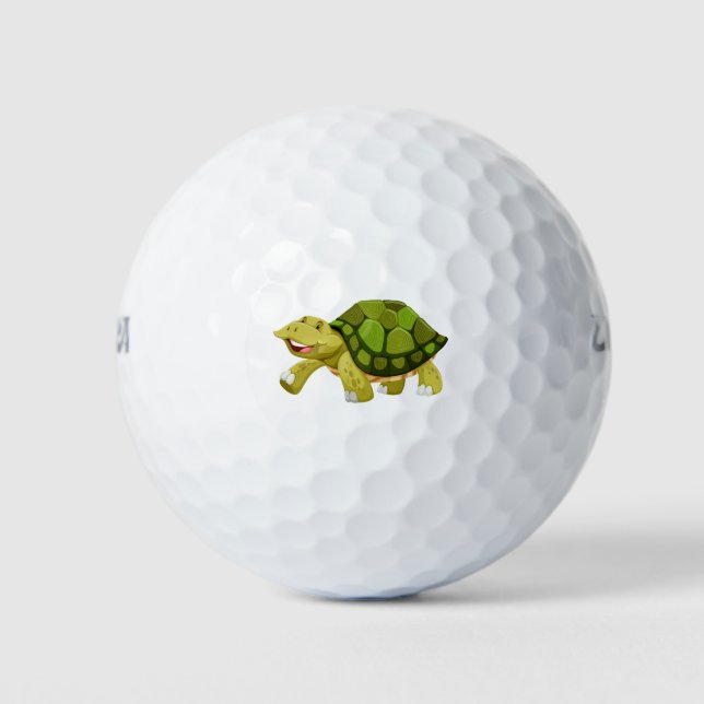 Pelotas De Golf Tortuga verde feliz (Anverso)