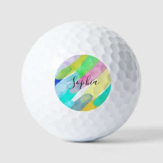 Pelotas De Golf Trazos de color diagonales, nombre, arte abstracto
