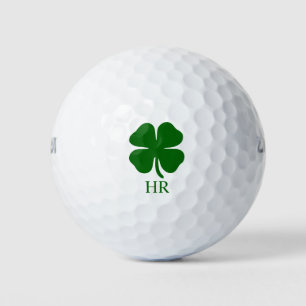 Pelotas De Golf Trébol verde de monograma personalizado