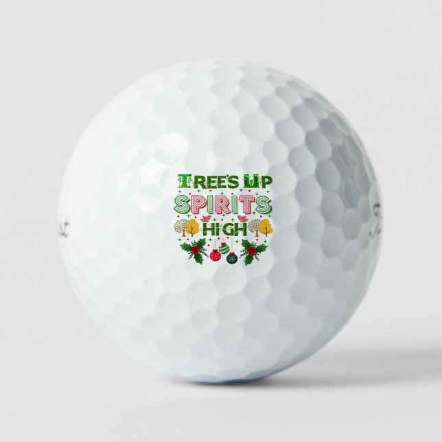 Pelotas De Golf Trees up spirits high christmas holiday graphic (Anverso)