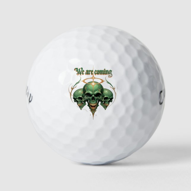 Pelotas De Golf Tres crúles verdes con el Halo dorado y el Fierce  (Anverso)