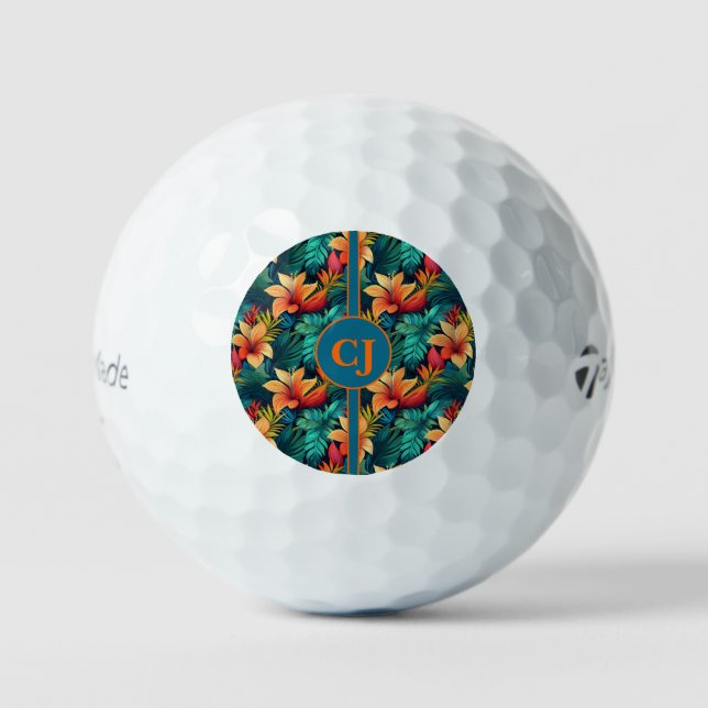 Pelotas de Golf Tropicales Turquesa Personalizadas (Anverso)