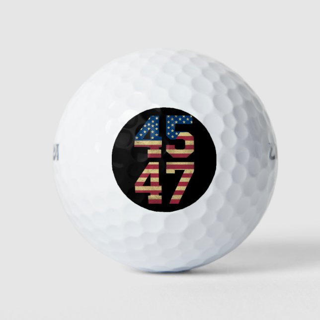 Pelotas De Golf Trump 2024 45 47 Retro de bandera estadounidense a (Anverso)