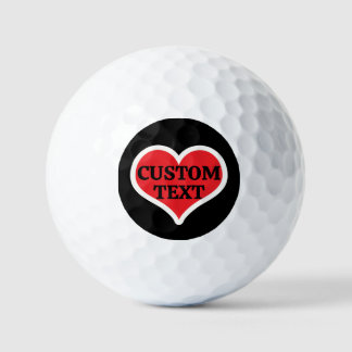 Pelotas De Golf Tu texto en fondo de color negro y corazón rojo