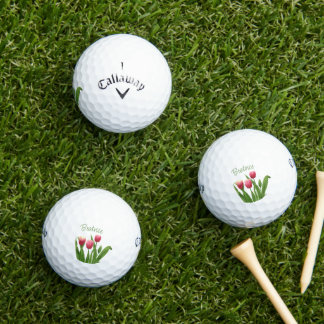 Pelotas De Golf Tulipanes rojos con vegetación