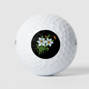 Pelotas De Golf Tulipanes y Narcisos Flores Fondo Negro
