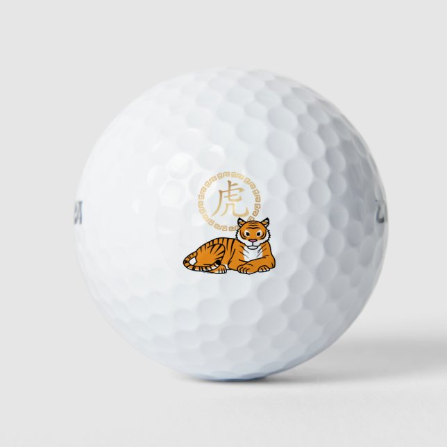Pelotas De Golf Tumulto lunar chino: Tiger zodiac afortunado (Anverso)