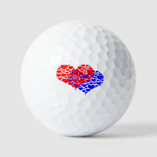 Pelotas De Golf Two hearts blue and red