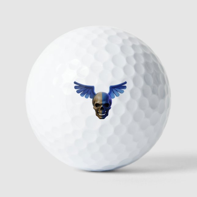 Pelotas De Golf Two-Toned Skull with Blue Stylized Wings (Anverso)