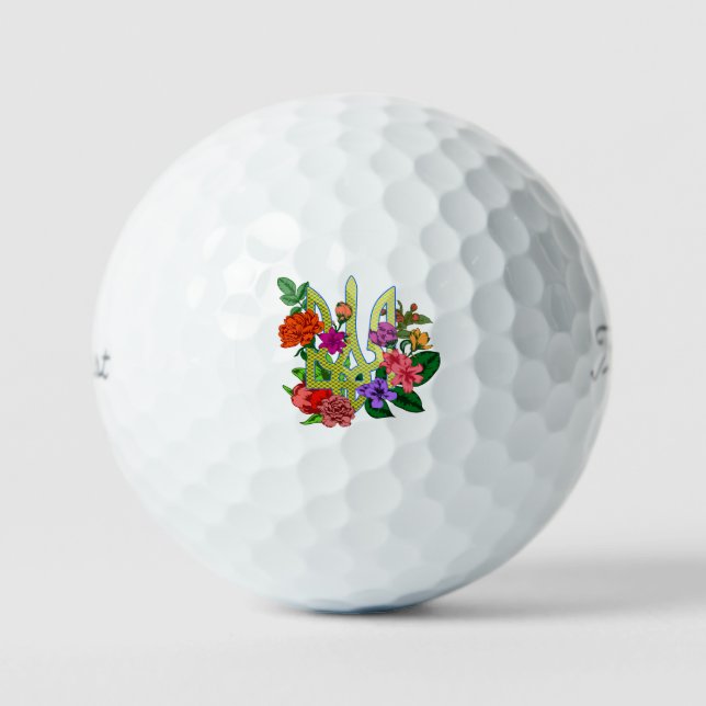 Pelotas De Golf Ukrainian heraldry trident tryzub blooming flowers (Anverso)