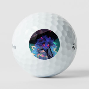 Pelotas De Golf Un Chica de Demon Anime en la lluvia