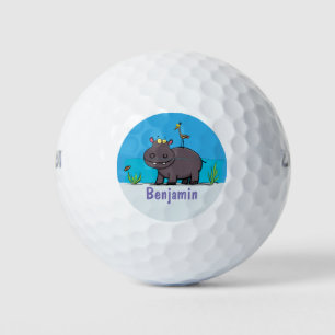 Pelotas De Golf Un gracioso hipopótamo con personalizado de pájaro