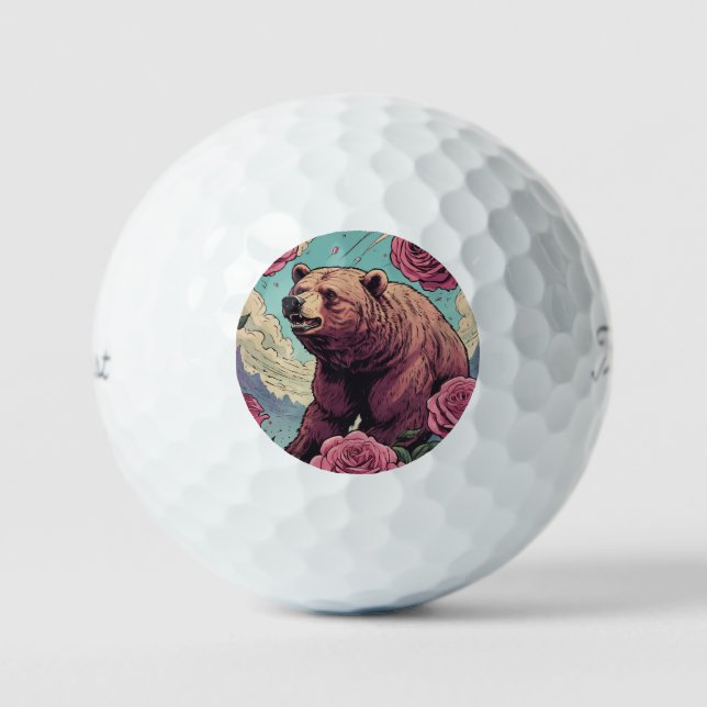 Pelotas De Golf Un oso enfurecido se sumerge en el rosa (Anverso)