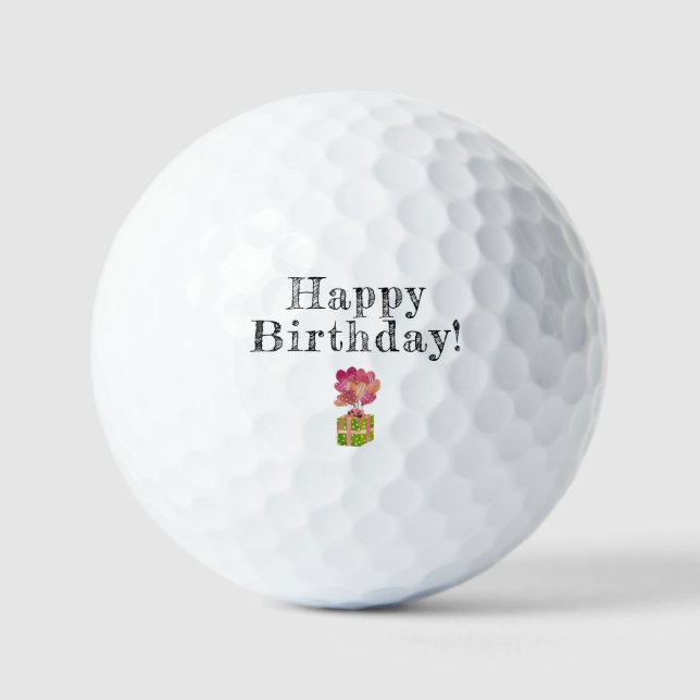 Pelotas De Golf un regalo verde con globos acuarela ilustracion (Anverso)