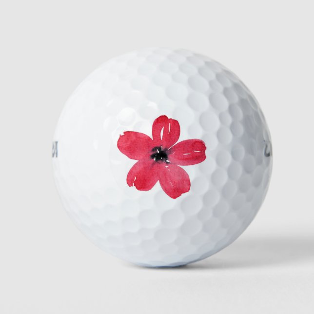 Pelotas De Golf Una acuarela roja cinco flor petulante (Anverso)