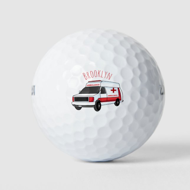 Pelotas De Golf Una ambulancia roja curada van personalizado (Anverso)