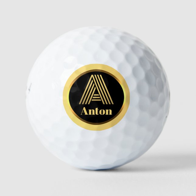 Pelotas De Golf Una carta monogramada de oro de cadena de claves p (Anverso)