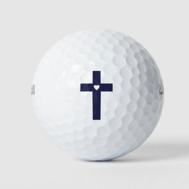 Pelotas De Golf Una cruz con corazón (Anverso)