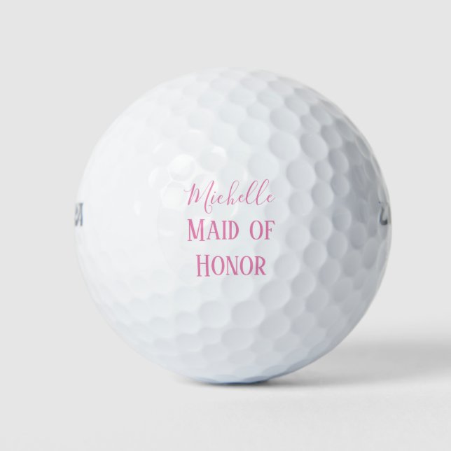 Pelotas De Golf Una doncella de honor rosa y recuerdo blanco (Anverso)