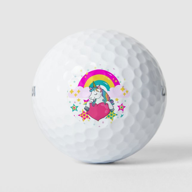 Pelotas De Golf Unicornio arcoiris con estrellas (Anverso)