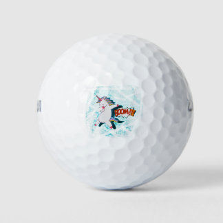 Pelotas De Golf Unicornio blanco con comic boom Textos