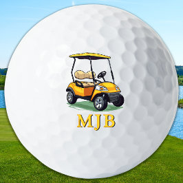 Pelotas De Golf Unique Cart Golfer Personalized 3 Initial Monogram