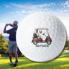 Pelotas De Golf Unique Custom Red Cart Monogram Name