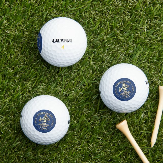 Pelotas De Golf USA 250th Anniversary Golden Gate Gold design  (Césped in situ)