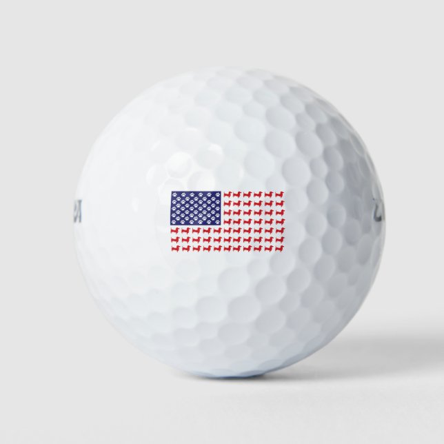 Pelotas De Golf USA-Flag-Dachshund (Anverso)