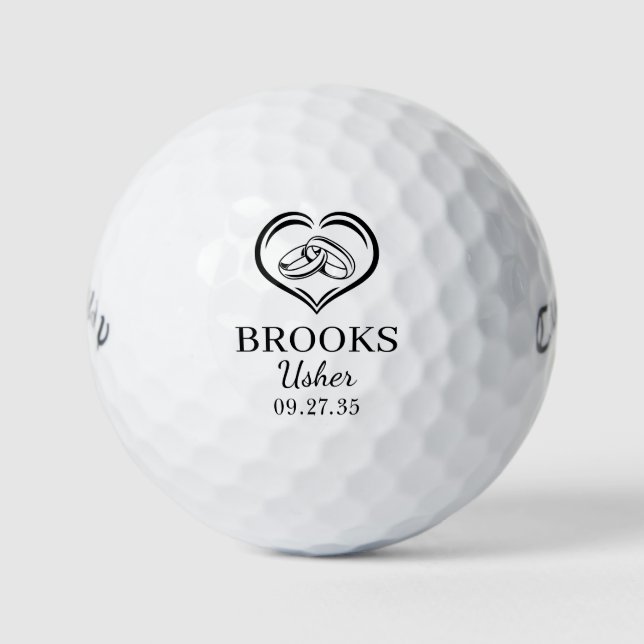 Pelotas De Golf Usher Black Wedding Rings (Anverso)