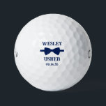 Pelotas De Golf Usher Blue Bow Tie<br><div class="desc">These golf balls are a great favor for the ushers in your wedding. They feature a blue bow tie with the usher's name above it in a modern CAP font and the words Usher along with the wedding date below. They'd be great for a bachelor party or weekend. The job...</div>