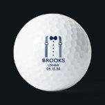 Pelotas De Golf Usher Blue Bow Tie With Suspenders<br><div class="desc">These golf balls are a great favor for the ushers in your wedding. If all your wedding party will be wearing suits this design with suspenders and a bow tie in blue would be perfect. Casual yet formal. They will love that they are practical and usable. They'd be great for...</div>