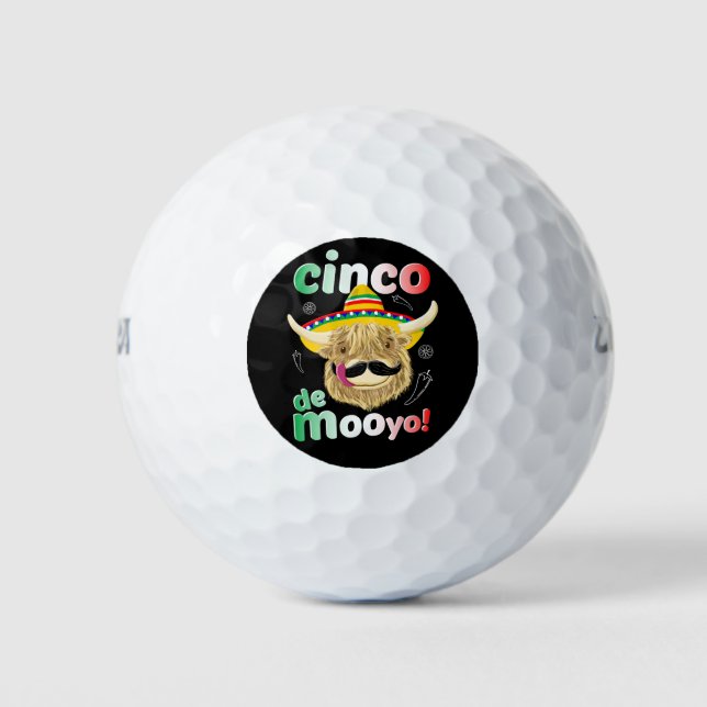 Pelotas De Golf Vaca escocesa celebra el Cinco De Mayo (Anverso)