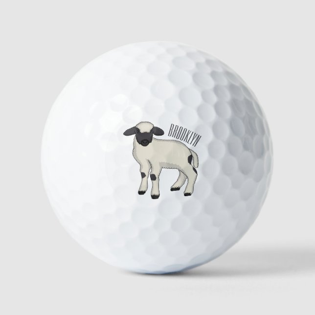 Pelotas De Golf Valais Blacknose ilustracion personalizado ovino (Anverso)