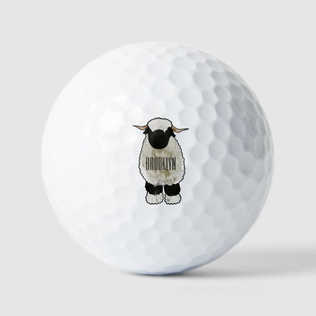 Pelotas De Golf Valais Blacknose ilustracion personalizado ovino (Anverso)