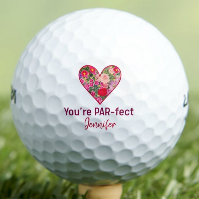 Pelotas De Golf Valentine’s Day Gift for Her, Floral PARfect Heart (Subido por el creador)