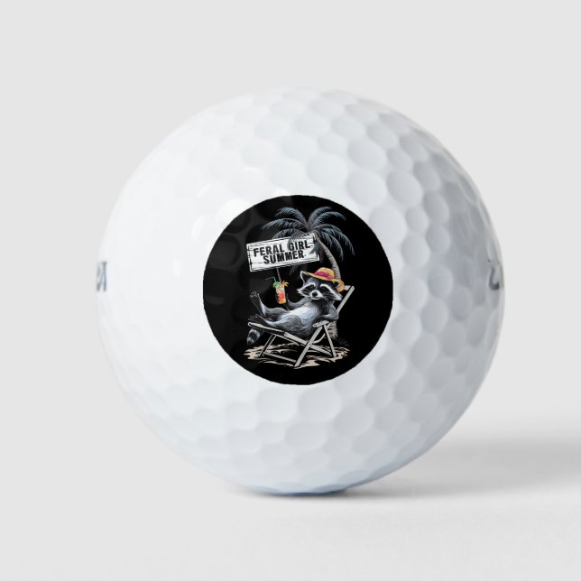 Pelotas De Golf Verano de chica salvaje en la playa mapache divert (Anverso)