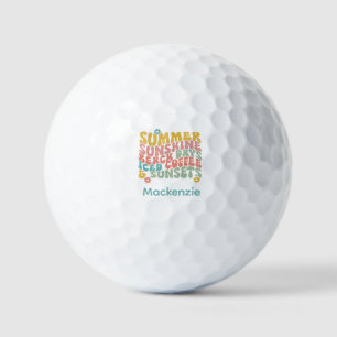 Pelotas De Golf Verano Diciendo Retro Beach Helado Café Sunsets