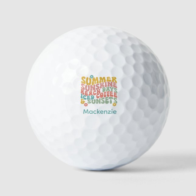 Pelotas De Golf Verano Diciendo Retro Beach Helado Café Sunsets (Anverso)